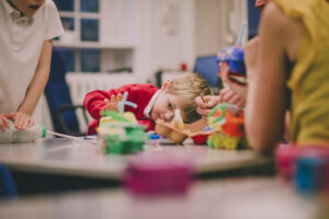 Little boy playing at a clean daycare facility